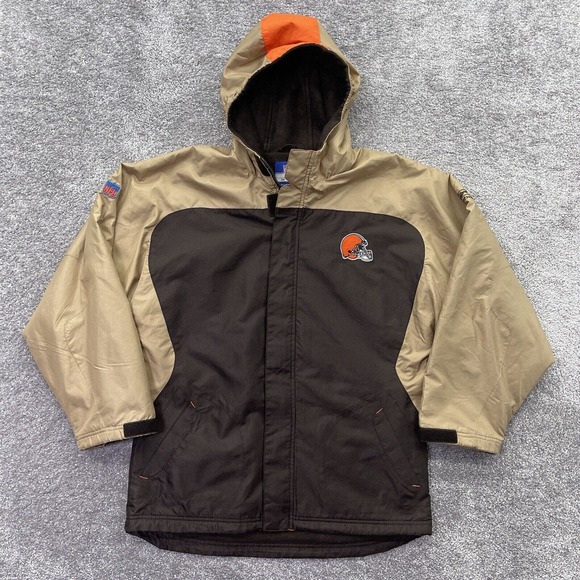 Vintage Cleveland Browns Jacket Youth XL 18 20 Reebok On Field Lined Coat Boys